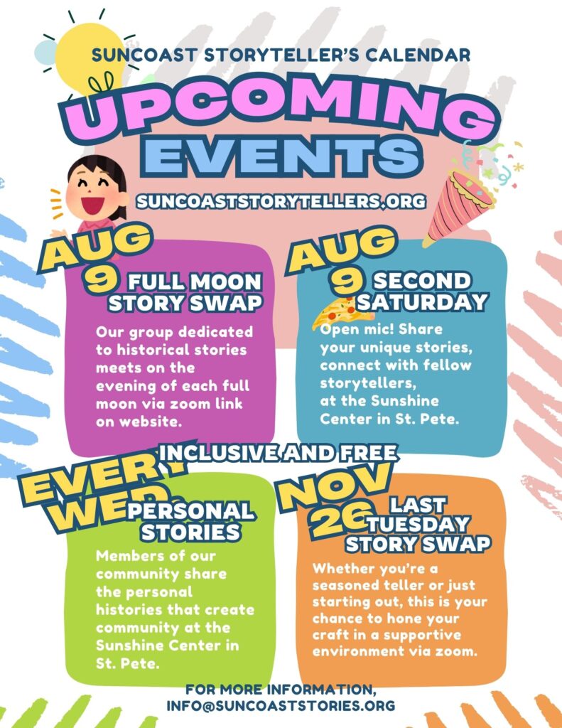 August Events Calendar - Suncoast Storytellers